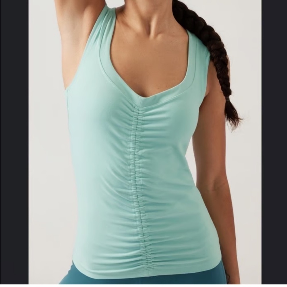 Athleta With Ease Cinch Tank Top in Seafoam Green